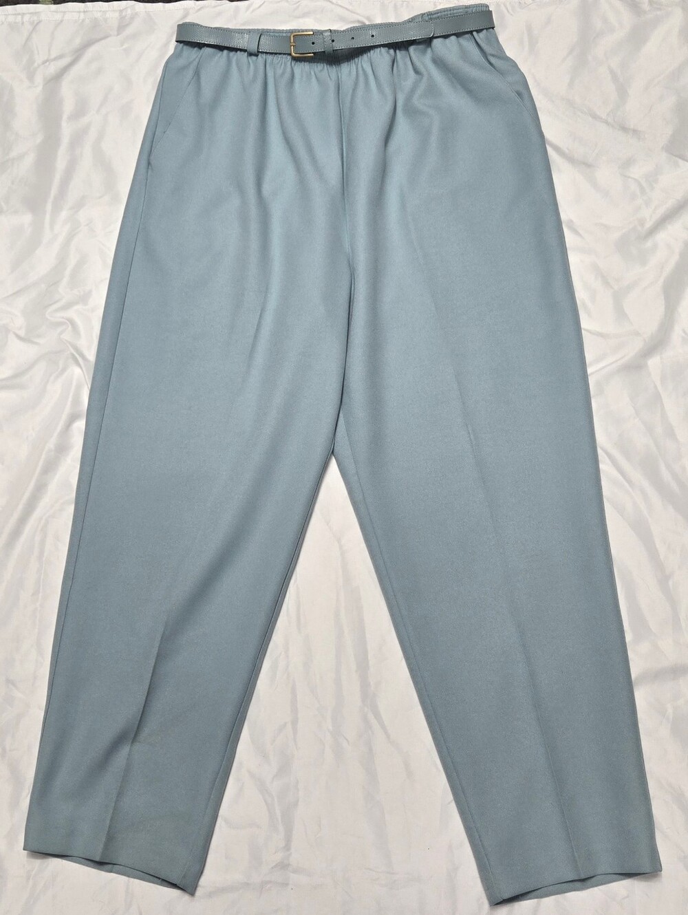 Classic Collections 18 Short Polyester Pants Elastic Waist Belt Pockets Blue